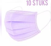 Set van 10 stuks lila wegwerp mondkapjes