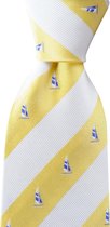 We Love Ties - Stropdas Captain Stubart - geweven zuiver zijde - geel / wit / blauw / grijs