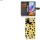 Téléphone Portable Couverture Standing pour Samsung Galaxy A21s Coque Punk Jaune