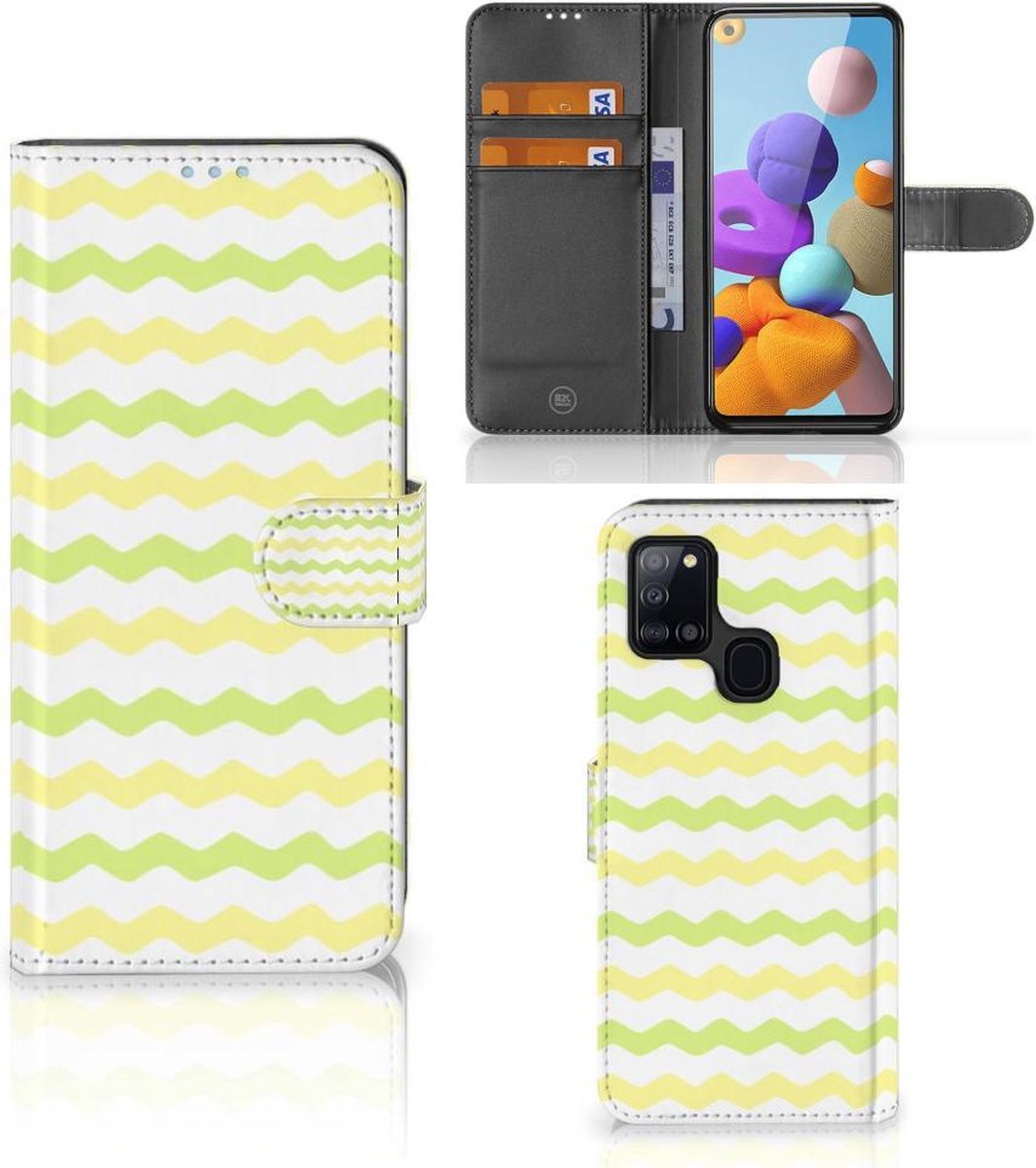 Samsung Galaxy A21s Telefoon Hoesje Waves Yellow