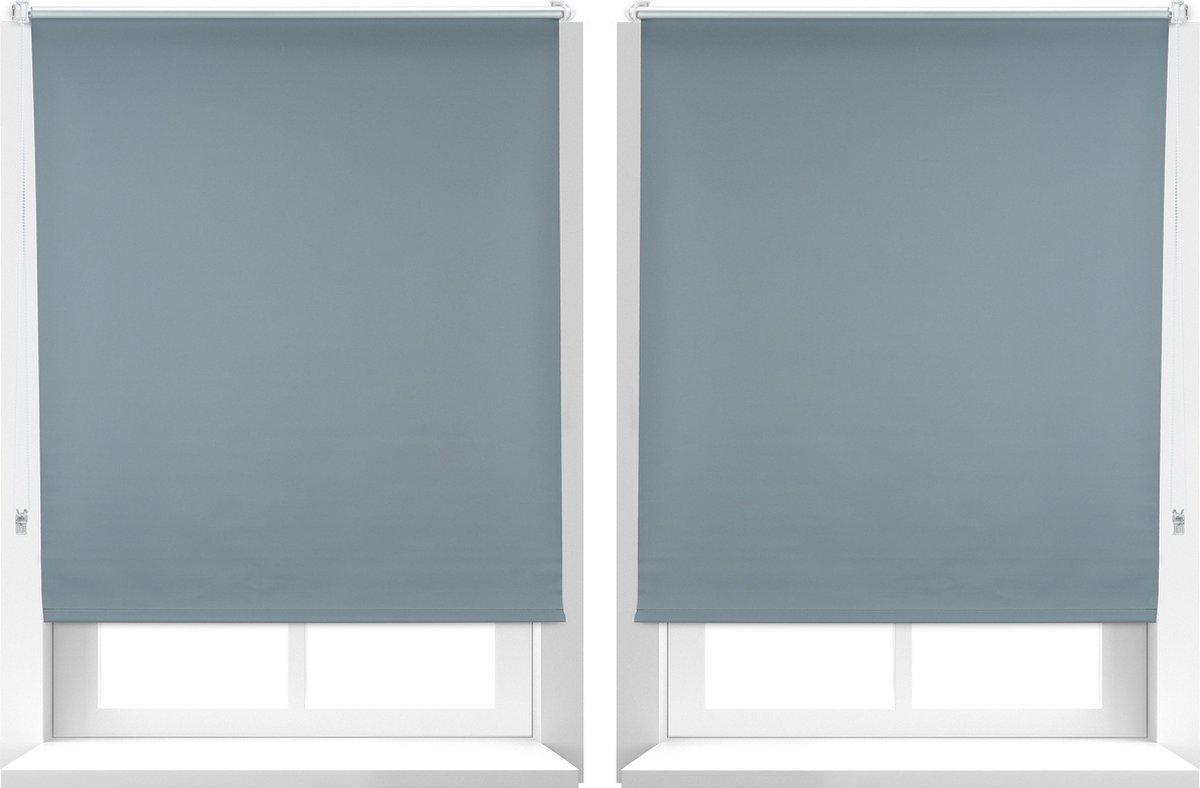 Relaxdays 2x verduisteringsrolgordijn grijs - thermo rolgordijn zonder boren – 100x160 cm