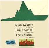 Kerst Ster - Triple Kaarten Set - 30 Stuks en 30 Enveloppen - Donker Groen - Maak wenskaarten voor elke gelegenheid