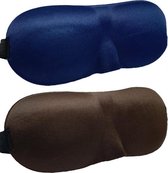 3D Slaapmaskers Donker Blauw & Bruin - Thuis – Slaapmasker - Verduisterend - Onderweg - Vliegtuig - Festival - Slaapcomfort - oDaani