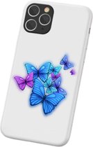 Apple Iphone 11 Pro Wit siliconen hoesje met gekleurde vlinders