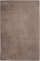 Handgeweven, zacht en effen vloerkleed Cha Cha - taupe - 80x150 cm