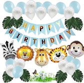 Baloba® Jungle Decoratie Versiering - Safari Versiering Kinderfeestje Jongen - Verjaardag Ballonnen, Happy Birthday Slinger Feestpakket -