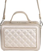 Rechthoekige damestas Lottie|Kleine schoudertas|Metallic goudkleurig