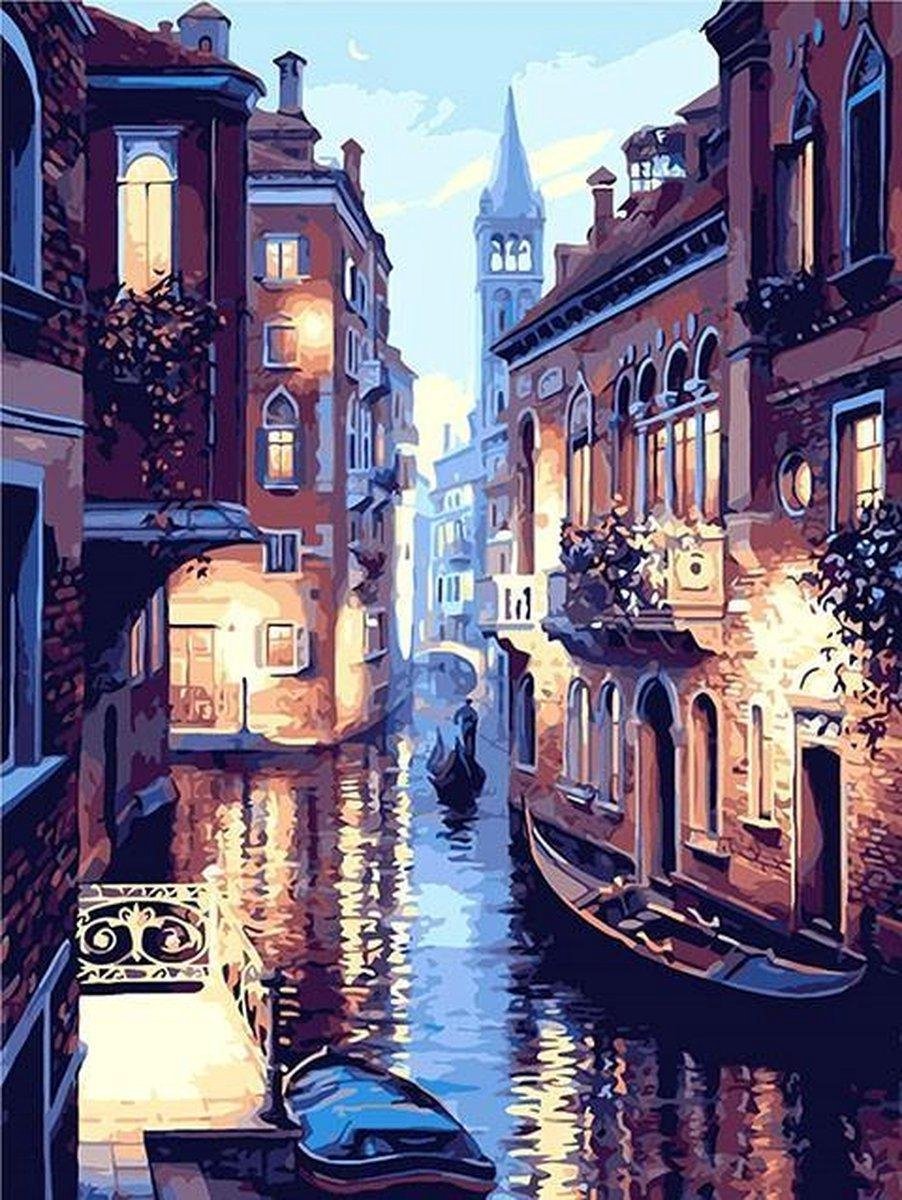 Schilderen op nummer Volwassenen - Venetië - Italië - Gondel - Paint by Number - 40x50cm