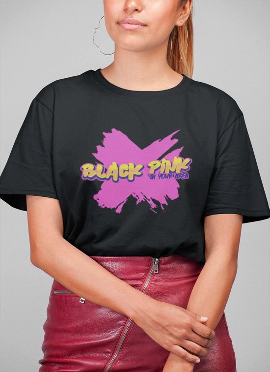 BlackPink Black Pink BP Cartoon Kdrama Bubblegum Style Grafitti Urban Kpop Fan Girlband Girl Squad Queens Album Merchandise T-Shirt Zwart Maat L