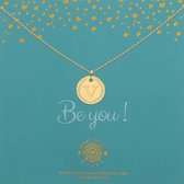 Heart to Get| Goudkleurige Ketting | Initalen coin 18 mm met letter V | Letter ketting | Initialen ketting | Coin met initiaal en krans