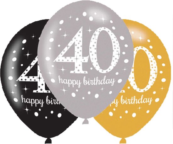 Ballonnen 40 jaar Sparkling Birthday | 6 stuks