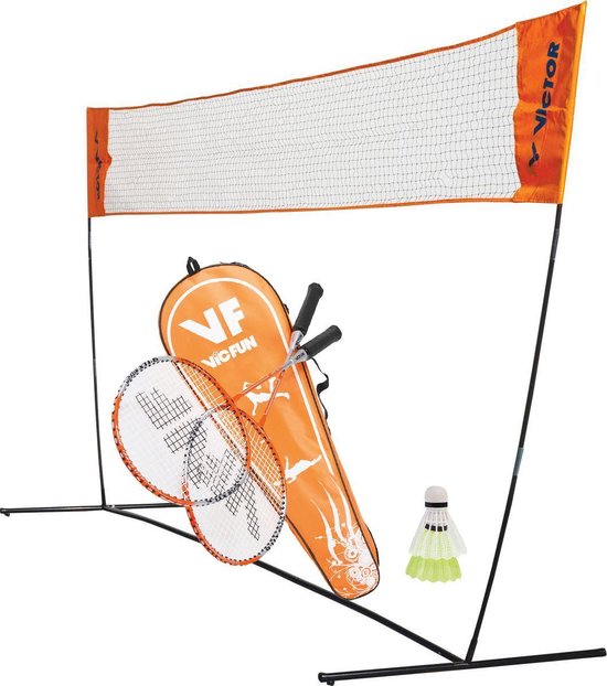 VICTOR badmintonnet EASY met VICTOR badmintonset hobby 1.6| 2 rackets en 2 shuttles