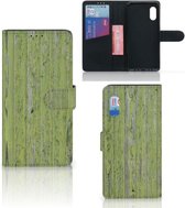 Wallet Book Case Geschikt voor Samsung Xcover Pro Telefoon Hoesje Green Wood