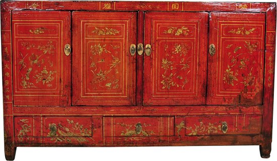 Fine Asianliving Antiek Chinees Dressoir Handbeschilderd Bloemen Rood  B153xD40xH91cm... | bol.com
