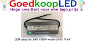 LED adapter 24V 100W ultra dun waterdicht IP 67