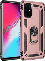 Samsung Galaxy S10 Lite Rugged Ring Armor schokbestendige Hoesje rose goud