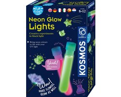 KOSMOS Neon Glow Lights - Experimente met UV-Licht - Maak Neonverf, Gipsfiguren en Lichtgevende Kunstwerken - Inclusief UV-Lamp - Creatieve STEM Experimenteerset - Vanaf 8 Jaar