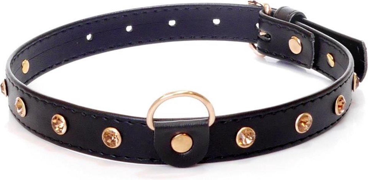 Goedkoopste Collar - Halsband - met kristallen - 2 cm- Fetish - Boss Series