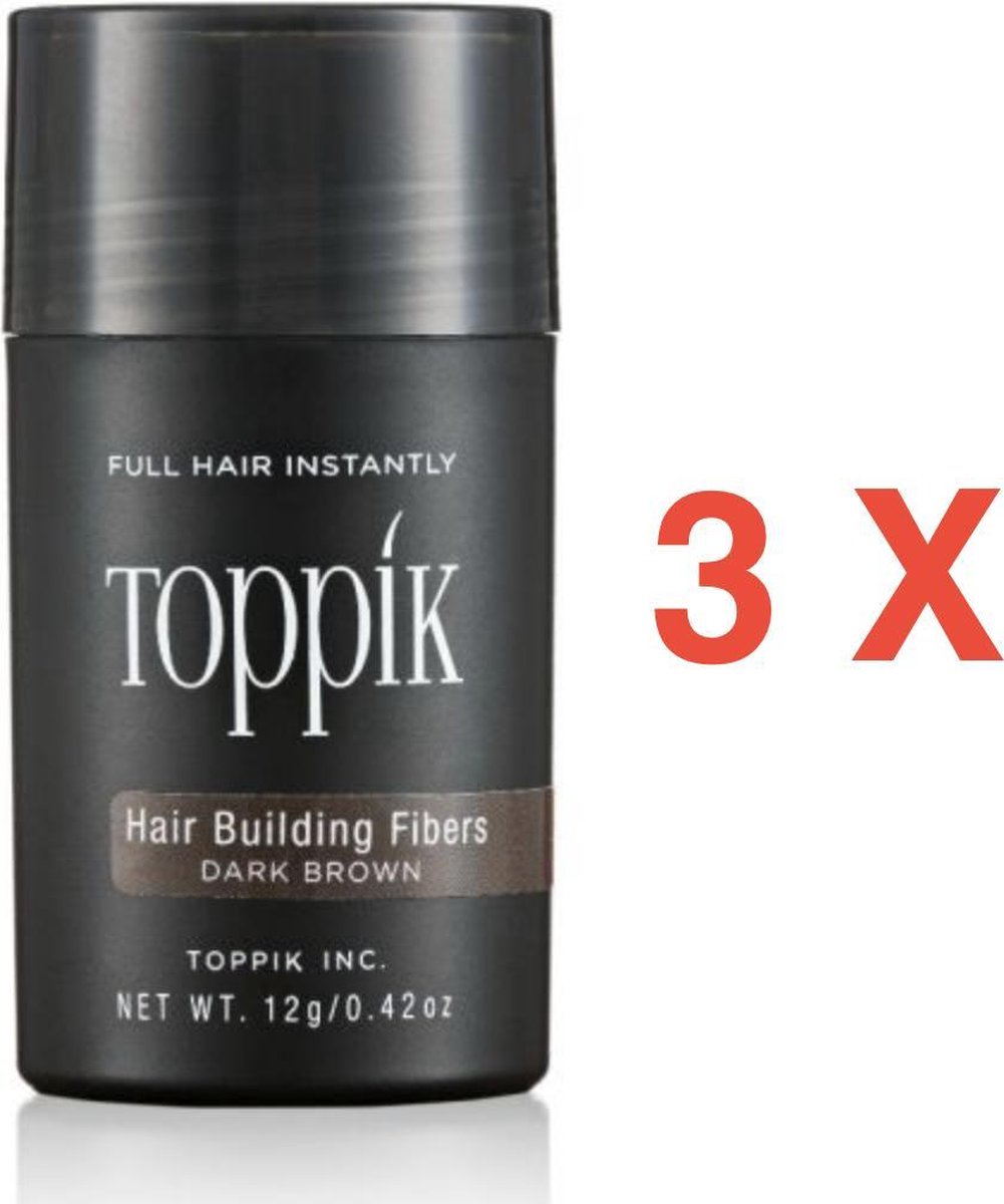 Toppik Hair Building Fibers (haargroei vezels) - 3 x 12gr - Donkerbruin