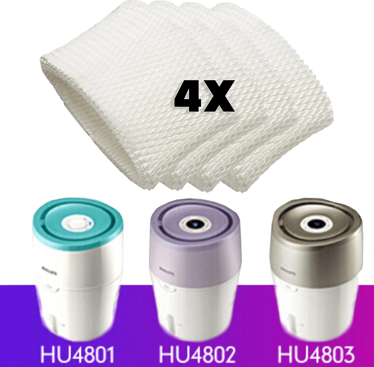 4x Luchtreiniger filter voor Philips HU4801 / HU4802/ HU4803  luchtbevochtiger... | bol.com