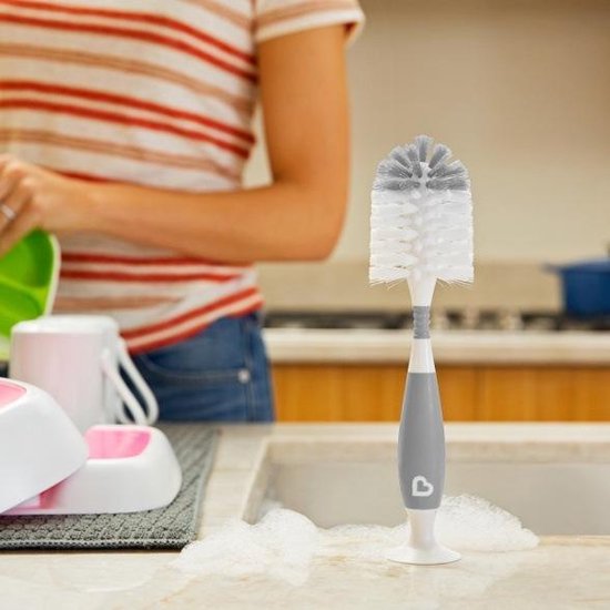 Munchkin Bristle - Flessenborstel - Schoonmaakborstel - Met Zuignap - Voor Flessen en Spenen - Grijs van Munchkin — afbeelding 3