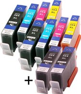 364XL Compatible inktpatronen MediaHolland Huismerk XL Set van 10 stuks met 4 x brede zwarte cartridges en 3 x 2 kleuren cartridges