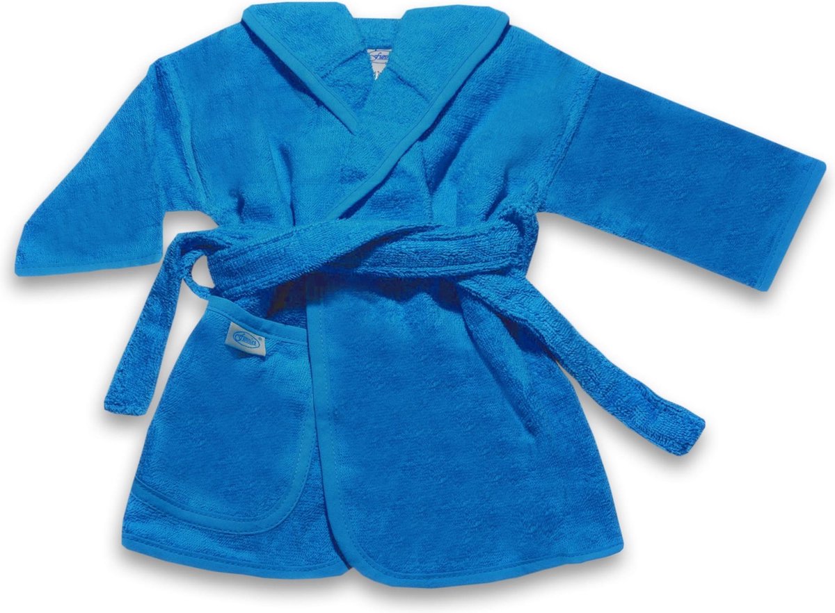 Funnies Badjas Turquoise 1-2 Jaar Baby Badjas, Badjas Kinderen, Peuterbadjas - 100% Katoenen Badstof - Zacht en Absorberend - Perfect na Zwemmen, Douchen of Badderen - Ideaal als Cadeau voor Baby’s en Kinderen