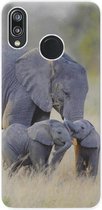 ADEL Siliconen Back Cover Softcase Hoesje Geschikt voor Huawei P20 Lite (2018) - Olifant Familie