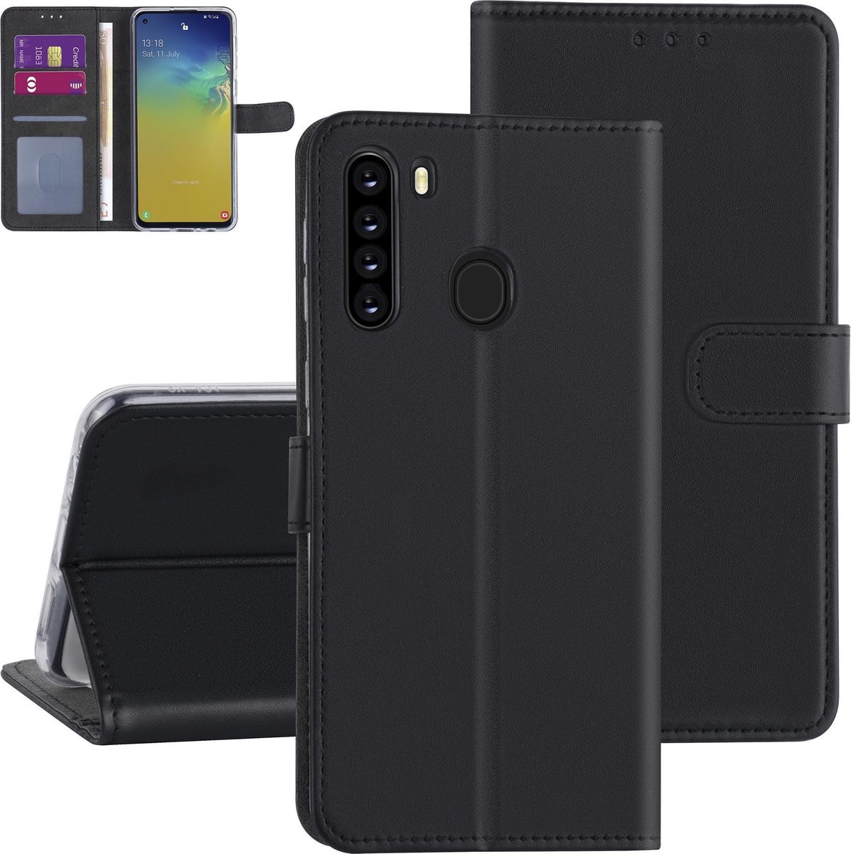 Samsung hoesje voor Galaxy A21 - Zwart - Book Case - Kaarthouder (A205F)