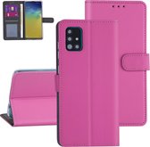 Samsung hoesje voor Galaxy A51 - Felroze - Book Case - Kaarthouder (A515F)