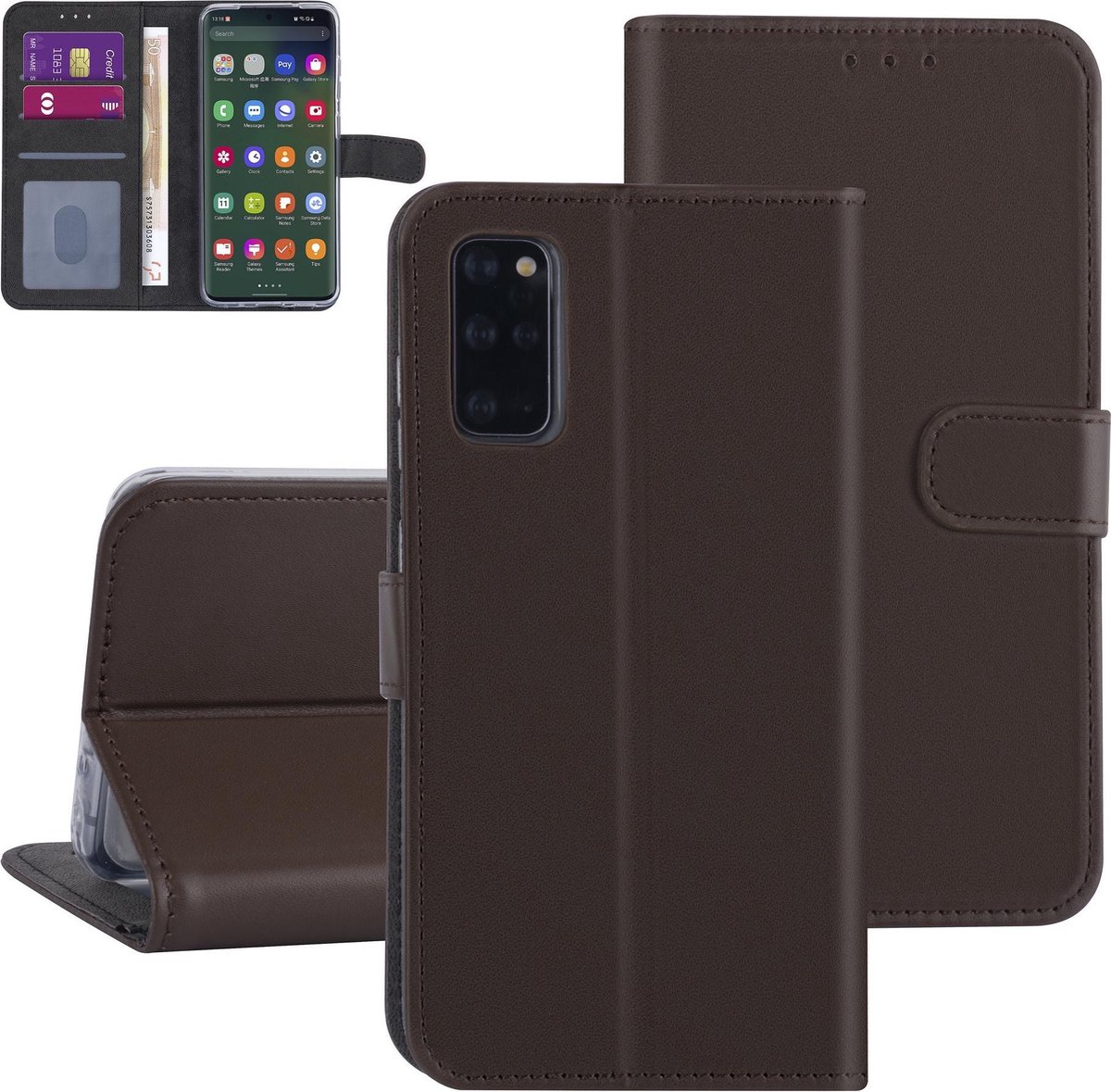 Samsung Galaxy S20 Plus Book Case hoesje - Bruin - Kaarthouder