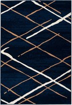 Blauw vloerkleed - 160x230 cm  -  A-symmetrisch patroon Geruit - Modern