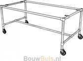 BouwBuis - Steigerbuis tafel onderstel met wielen (zonder tafelblad) 160 x 75 x 75 cm met industriële look