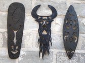 Muurdecoratie maskers / poster / wanddecoratie / maat 60/ indianen /zwart / cadeau / vaderdag / moederdag / verjaardag