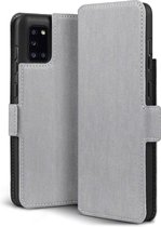 Samsung Galaxy A31 hoesje - MobyDefend slim-fit extra dunne bookcase - Grijs - GSM Hoesje - Telefoonhoesje Geschikt Voor: Samsung Galaxy A31