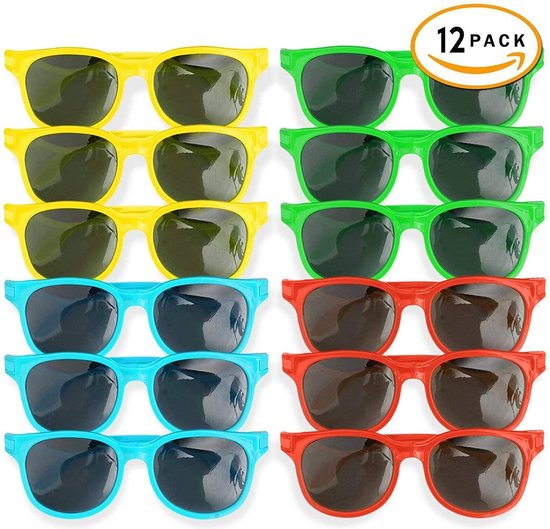 Lunettes de soleil multicolores de party - Lot de 12 avec 4 couleurs  différentes -... | bol.com