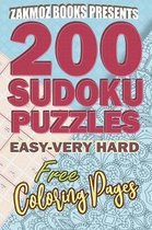 Zakmoz Books Presents 200 Sudoku Puzzles: Easy - Very Hard, Free Coloring Pages
