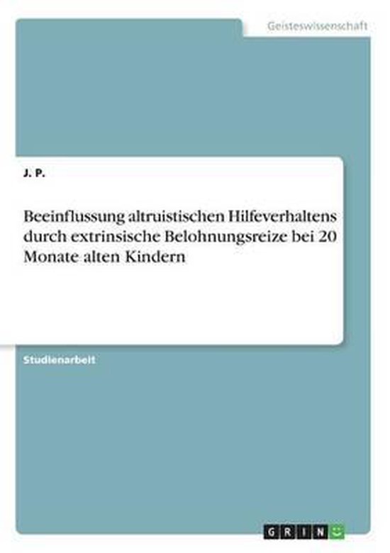 Beeinflussung altruistischen Hilfeverhaltens durch extrinsis ... - cover