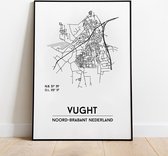 Vught city poster, A3 (30x40 cm) met lijst, plattegrond poster, woonplaatsposter, woonposter