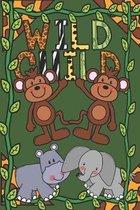 Wild Child: Primary Composition Book - 120 Pages at 6x9 in - Elephant Hippo and Monkey's swinging on vines will be your child's fa