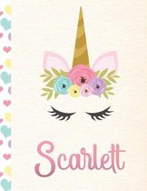 Scarlett: Personalized Unicorn Sketchbook For Girls With Pink Name - 8.5x11 110 Pages. Doodle, Sketch, Create!