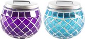 2 Solar Mozaiek Glazen LED Potten - Glas - Doorzichtig