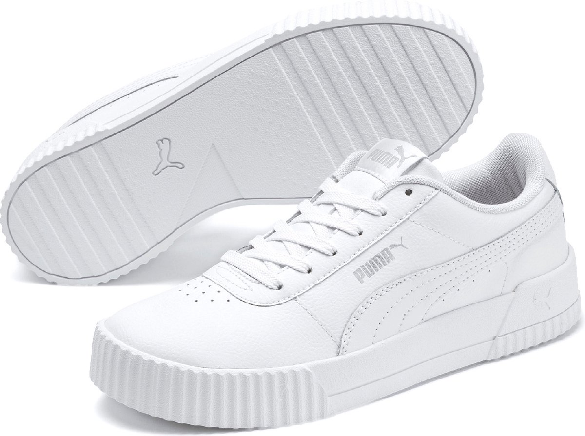 PUMA Carina L Sneakers Dames - Puma White-Puma White-Puma Silver - Maat 42  | bol.com