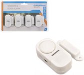 Raam alarm - Deur alarm - Set van 4 stuks - Alarmset - Alarm - Draadloos - Inbraak preventie - Veiligheidsset - Security - Incl Batterijen | JS Hometools