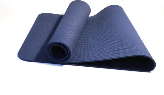Ecologische TPE Yogamat-Sportmat-Pilatesmat-Fitnessmat-Trainingsmat Anti-Slip + afneembare draagriem - Donkerblauw -183 cm x 61 cm x 0.6 cm - Sportsqualy - - Merkloos