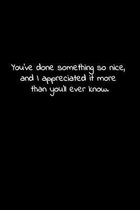 You've done something so nice, and I appreciated it more than you'll ever know.: Thank you gift with encouraging / inspiring word journal / notebook
