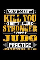 What doesn't kill you makes you stronger except Judo practice Judo practice will kill you: Weekly 100 page 6 x 9 journal to jot down your ideas and no