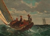 Poster Schilderij Breezing Up (A fair wind) - Zeilboot - Realisme Kunst - Klassiek - 50x70cm