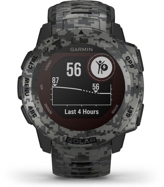 Garmin Instinct Solar - Smartwatch - Robuust GPS Sporthorloge - Zon Oplaadbaar - 45mm - Graphite Camo Edition - Garmin
