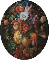 Festoen van vruchten en bloemen, Jan Davidsz. de Heem - Foto op Behangcirkel - ⌀ 60 cm